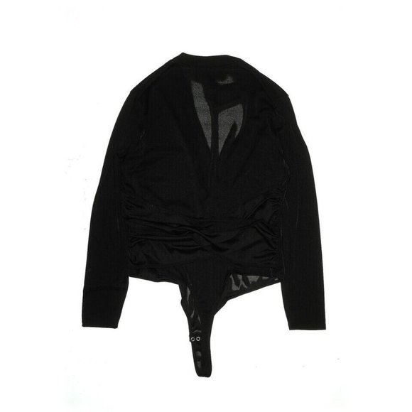 Nina Parker Women Plus Size Black Long Sleeve Bodysuit Mesh Size 2X Snap Button - Picture 2 of 2